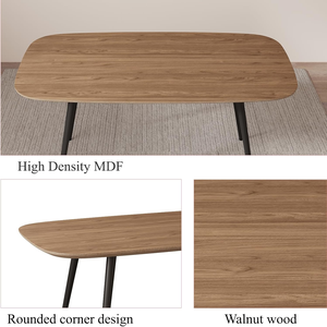 طقم طاولة طعام خشبية حديثة بلون الجوز مع 4 كراسي على شكل حرف U، أثاث للمطبخ وغرفة الطعام - Product Image 2