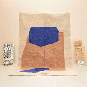 Alfombras peludas de Color marrón claro indio, patrón de impresión de bloque de mano, Alfombra de Material de algodón 100% para decoración de sala de estar del hogar - Product Image 1