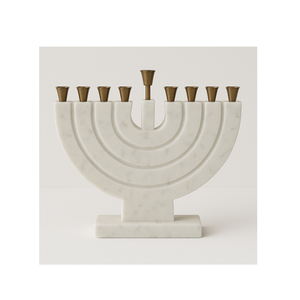 Support de menorah de Hanoucca en marbre de luxe avec des coupelles en métal de qualité supérieure, cadeau judaïque géométrique moderne, vente chaude, éclairage de fête design - Product Image 1