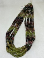 Collier de perles à facettes multicolores en émeraude naturelle Red Mountain, 3mm-4.10mm, longueur 21 pouces, 7 brins, 390.30 carats, Inde, pour collier