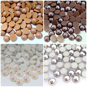Perles demi-rondes en céramique à dos plat de haute qualité pour boucles d'oreilles en perles, accessoire en strass de qualité supérieure - Product Image 3