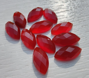 Forma de marquesa facetada de ónix rojo Natural, 12x24mm, cabujón con parte posterior plana, piedra preciosa adecuada para anillos, collar, fabricación de joyas DIY - Product Image 1