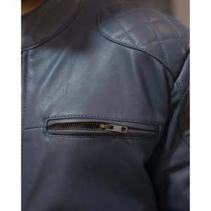 Veste en satin bleu clair élégante SF007 à col montant, à capuche, zippée, motif vieilli, enduite, pour printemps automne, taille XL, pour hommes et femmes - Product Image 6