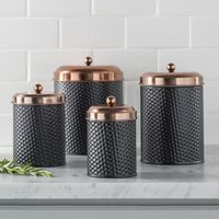 Ensemble de boîtes de cuisine en aluminium élégantes et décoratives, fabriquées à la main, design classique, écologiques, grande capacité, hermétiques, style rustique