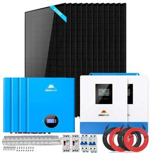 Kit solaire SunGoldPower 10000W pour réseau électrique 120VAC/240V, compatible avec batterie lithium Powerwall, 12 panneaux solaires 415W, contrôleur MPPT, charge 12kW - Product Image 1