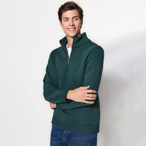 Sudadera de Algodón con Media Cremallera para Hombre, Estilo Casual 2026, Forro Polar, Estampado Personalizado OEM, Invierno, Holgada, Antipilling - Product Image 3