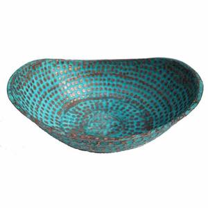 Cuenco ecológico para servir frutas y ensaladas de cobre y metal dorado y plateado para uso doméstico, cocina y restaurante - Product Image 1