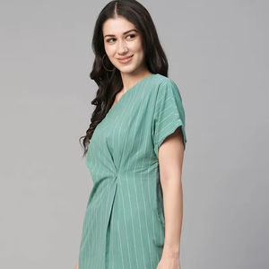 Indien main bloc imprimé coton mi-longueur robe nouvelle tendance décontracté été porter taille naturelle écologique saint valentin - Product Image 1