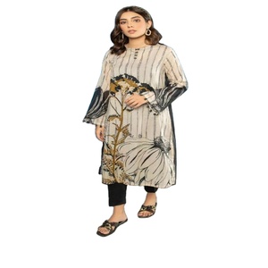 Costumes en mousseline de coton brodés 3 pièces pour dames Design moderne Vêtements traditionnels indiens de haute qualité Salwar Kameez - Product Image 1