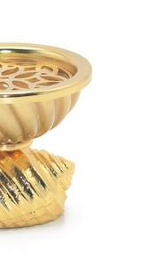 Brûleur d'encens plaqué or de luxe avec base en coquille moulée, porte-encens en métal décoratif pour le Ramadan, Moyen-Orient et les pays du Golfe, usage domestique - Product Image 4