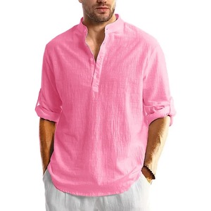 Nuevas Camisetas de Lino y Algodón para Hombre, Camisas de Manga Larga con Botones, Camisas Henley, Camisas Hawaianas para Hombre, Camisa Transpirable - Product Image 1