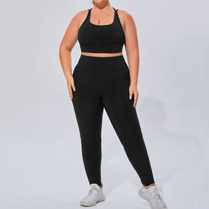Conjuntos de mujer conjuntos de Fitness de gimnasio transpirables 2 uds. Sujetador deportivo de talla grande de secado rápido y mallas conjuntos de Yoga de cintura alta para mujer - Product Image 6