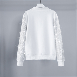 ชุดกีฬาพลอยเทียมมีซิปสำหรับผู้หญิงชุดวอร์ม2ชิ้นสำหรับวิ่งวิ่งออกกำลังกายโลโก้ตามสั่ง - Product Image 4