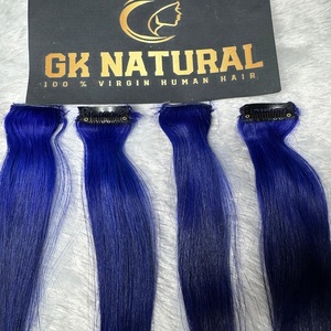 Coloré Clip-In Texture ondulée Midnight Purple Streaks Produit de cheveux humains 100% Real Remy Indian Hair Extensions - Product Image 2