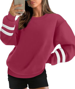 Sweat-shirts à capuche oversize pour femmes avec logo personnalisé sur le devant, sweat-shirts à col rond, taille plus, pull-over à manches longues, respirant, Pakistan - Product Image 4