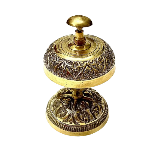 Office Table Hotel Counter Ring Bell Engraved Design Brass Table Bell for Home Decor and Office Use Brass Desk Call Bell