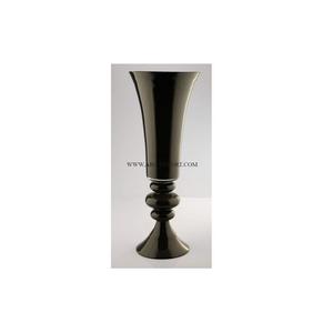 Vases à fleurs de décoration intérieure et extérieure en aluminium en métal poli noir de qualité supérieure trompette à fleurs d'intérieur de grande taille - Product Image 1