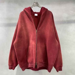 Service de broderie OEM Logo personnalisé de haute qualité Zip Vintage Wash Acid Wash Winter 100% Cotton Fleece Hoodie Cheap Price Sale - Product Image 1