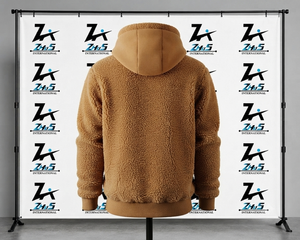 Nouveauté 2026 Sweat à capuche zippé en polaire, coupe classique, pour l'hiver, en matière Sherpa, couleur unie, tricoté - Product Image 2