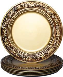 Dinner Table Decoration <b>Accessories</b> Modern Style Aluminium Charger Plate <b>Copper</b> Antique Finishing Charger Plate At Best Price - Product Image 4