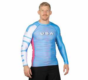 2024 venta al por mayor logotipo personalizado sublimación completa teñido gimnasio MMA compresión entrenamiento Rash Guard transpirable UPF50 tela hecha Pakistán - Product Image 2