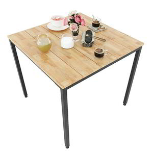 Juego de Mesa de Comedor Cuadrada Moderna y 2 Sillas de Hierro Tapizadas para Sala de Estar (MDF) - Product Image 2