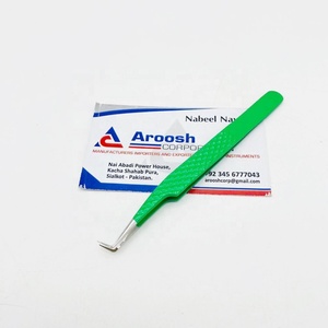Haute qualité 90 degrés vert Extension de cils pince à épiler diamant poignée solide en acier inoxydable en gros durable pointu - Product Image 6