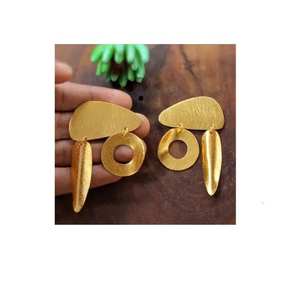 Indian Manufacturer Brass Jewelry Hoop <b>Earrings</b> for Daily Use Wearing Fashion Jewelry Brass <b>Earrings</b> <b>Top</b> Selling - Product Image 3