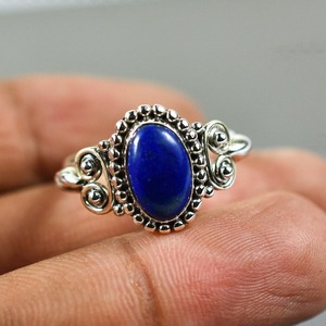 Anillo de piedras preciosas de lapislázuli de Plata de Ley 925 estilo bohemio, anillo de plata hecho a mano, joyería para mujer, regalo de boda para ella - Product Image 3