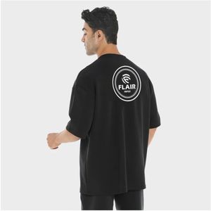 เสื้อยืดโอเวอร์ไซส์แบบไล่สีสำหรับ2025เสื้อยืดผ้าฝ้ายพิมพ์ลายหน้าจอแบบกำหนดเองเสื้อยืดโอเวอร์ไซส์สีเทาใส่ได้ทั้งชายและหญิง - Product Image 3