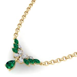 Reyes ขายส่ง14K จี้เพชรโมอิสสีทองเข้มอัญมณีมรกตรูปทรงหยดน้ำของขวัญวันครบรอบสำหรับผู้หญิง - Product Image 5