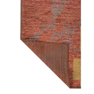 Tapis en laine noués à la main Blythe, motif abstrait rouge et orange, grande surface 9x12 pour entrée de maison, style Kilim - Re-1616 - Product Image 5