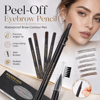 Lápiz de cejas profesional de marca privada, pluma de contorno de cejas resistente al agua, lápiz de cejas con cepillo