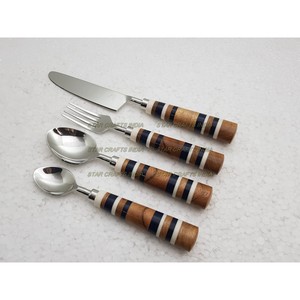 High Quality Luxury 4 Pcs Brush <b>Gold</b> Stainless Steel and Tortoise Resin Handle Designer 304 <b>Cutlery</b> Set and Flatware Sets - Product Image 4