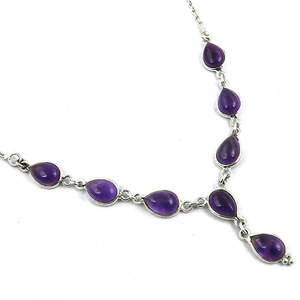 Collier en argent 925 avec améthyste en forme de larme, perles tendance pour femmes, cadeau - Product Image 2