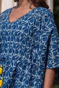 100% Cotton Women Summer Clothing Short Loose Kaftan Dress Plus Size Floral Print Dress Sleepwear Loose Maxi Kaftan - Product Image 2