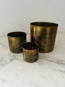 Ensemble de pots à fleurs en laiton de luxe, pots décoratifs ronds dorés, pots à fleurs d'intérieur et d'extérieur, jardinière cylindrique en fer de luxe - Product Image 3