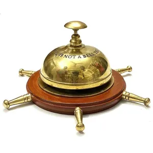 Best Selling Brass Ship Wheel Desk Bell Handmade Nautical Gifts Product Antique Design Desk Bell Tableware Accessories Decor