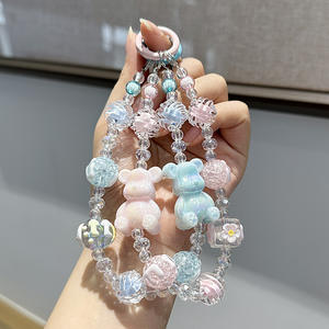 Großhandel Cartoon Acryl Bär Handyband Niedlicher Modischer Taschenanhänger Perlen Galvanisiert DIY Handykette - Product Image 3