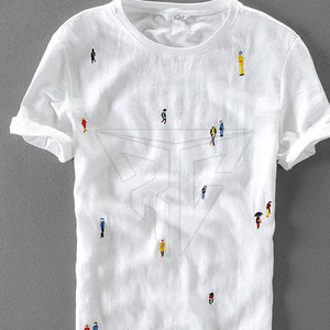 เสื้อยืดแขนสั้นทรงสลิมฟิตสำหรับผู้ชายเสื้อยืดปักลวดลายใหม่ล่าสุดระบายอากาศใส่สบายปรับแต่งได้ - Product Image 2