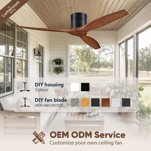 52 Inch Black <b>Ceiling</b> <b>Fan</b> Without Light with 3 Solid Wood Blades Flush Mount <b>Remote</b> <b>Control</b> <b>Fan</b> for Living Room - Product Image 4