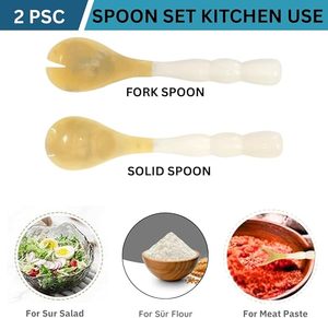 ชุดช้อนส้อมเสิร์ฟสลัดเรซิ่นทำมือ ทันสมัย เป็นมิตรกับสิ่งแวดล้อม สวยงาม เหมาะสำหรับโต๊ะอาหาร บ้าน ร้านอาหาร งานเลี้ยง - Product Image 4