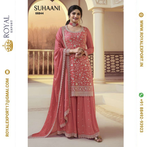 Exclusif Nouveau Suhaani Heavy Chinnon Soie Avec Brodé Et Séquence Travail Sharara Costume Collection Avec Dupatta - Product Image 3