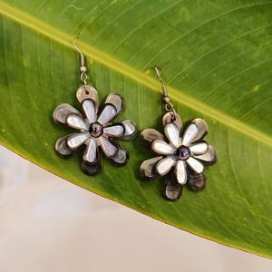 أقراط مجوهرات أنيقة على طراز الجزيرة نحت يدوي على شكل قرط مزدوج على شكل زهرة بوهيمية أقراط متدلية - Product Image 2