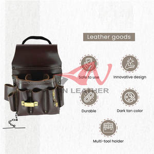 New In Luxury <b>Leather</b> Electrician <b>Tool</b> Bag Thick <b>Leather</b> With Reinforced Stitching And Storage - Product Image 4