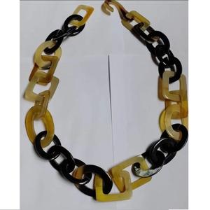 Handmade Buffalo Horn Link Chain <b>Necklace</b> Eco-Friendly <b>Boho</b> Tribal Style with Lightweight Oval Links Natural Crafts - Product Image 1