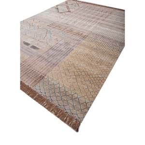 Manchaha Beige & <b>Brown</b> Hand Knotted <b>Wool</b> & Bamboo Silk Rugs Geometric Striped Rectangle for Home Hallway Bedroom-Model Les-2427 - Product Image 2