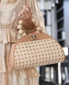 Bolsos de ratán para mujer, bolso tejido de mimbre hecho a mano, bolso circular bohemio, bolso de playa de paja de ratán tejido a mano Bali, bolso de mano para mujer - Product Image 5