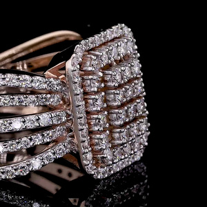 Anillo de boda y compromiso para mujer Eternity, oro blanco de 14 quilates, 3 piedras, corazón, redondo, Diamante cultivado en laboratorio, banda de aniversario certificada IGI - Product Image 3