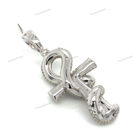 Pendentif Ankh tendance en argent sterling pavé, style hip-hop, personnalisé, glacé, pour rappeurs, unisexe, pour les fêtes